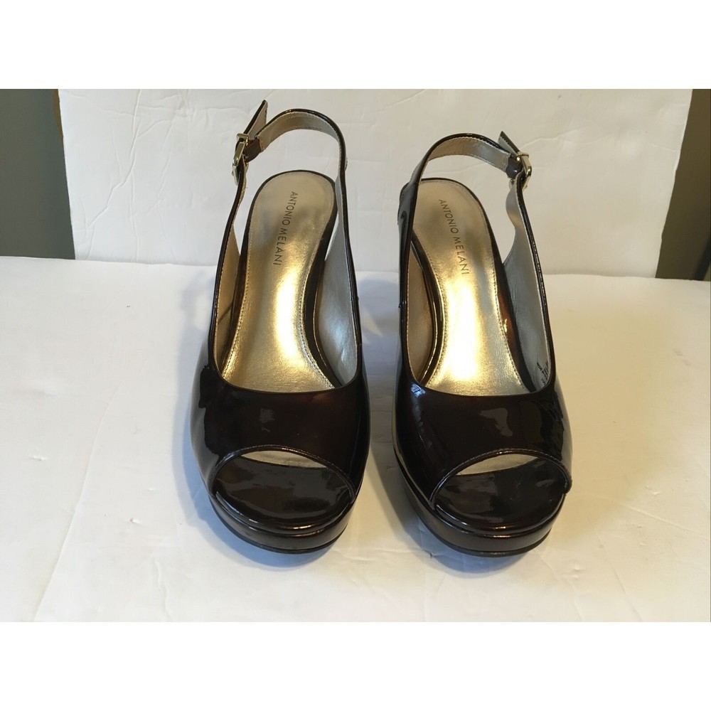 Antonio Melani Brown Peep Toe Slingback Heels